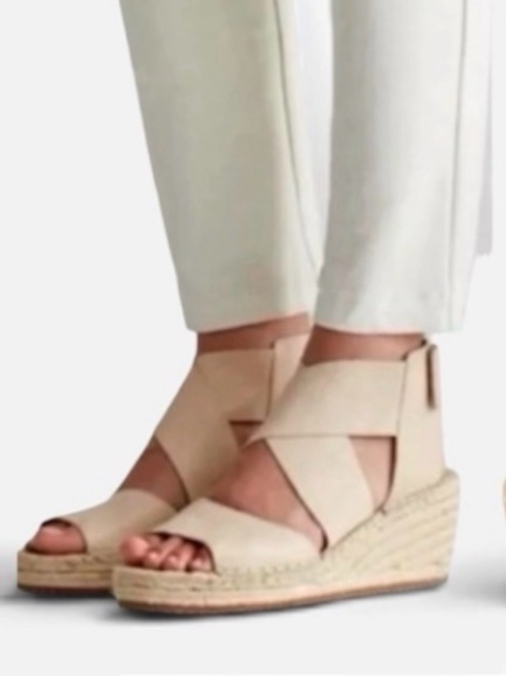 Eileen Fisher Willow espadrille wedges beige leather 6,5